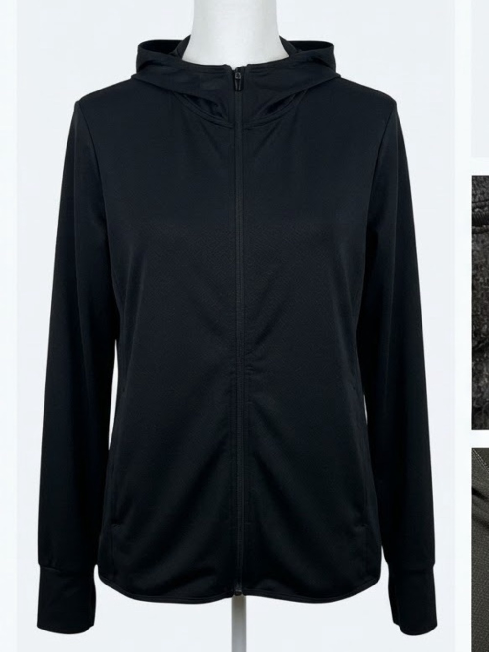 Uniqlo AIRism UV Protection Full-Zip Hoodie Black Hooded Zip Jacket Size XL Like